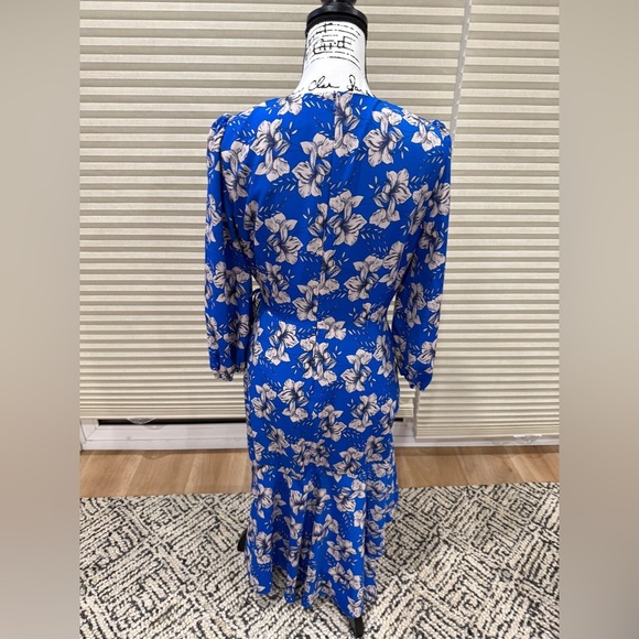 Floral Blue Wrap Dress - Picture 2 of 6